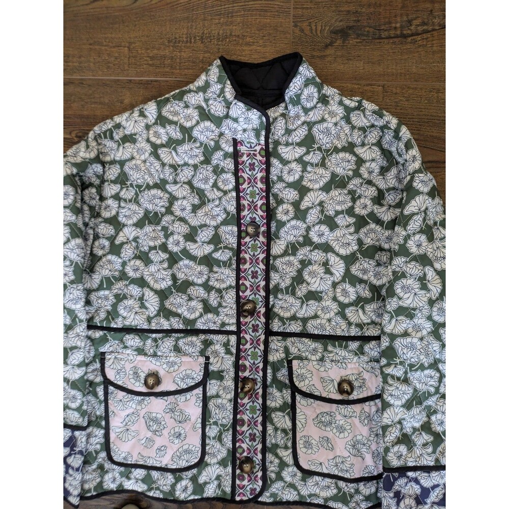 NWT Commense Boheme Flap Pockets Winter Coat Quilted Jacket Size Medium Green - Picture 2 of 8